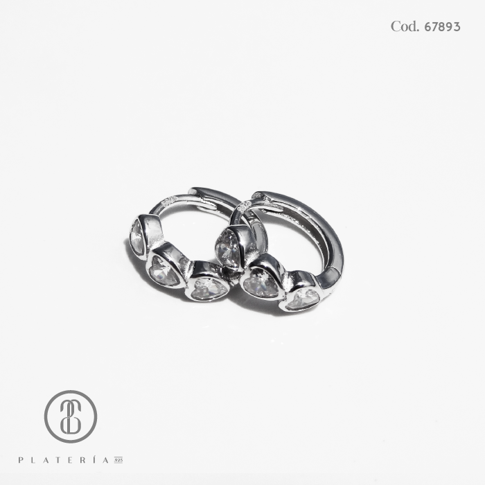 HUGGIE RODINADO 12MM PLATA.925
