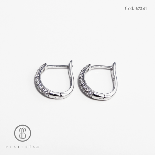 HUGGIE RODINADO 12MM PAVE PLATA.925
