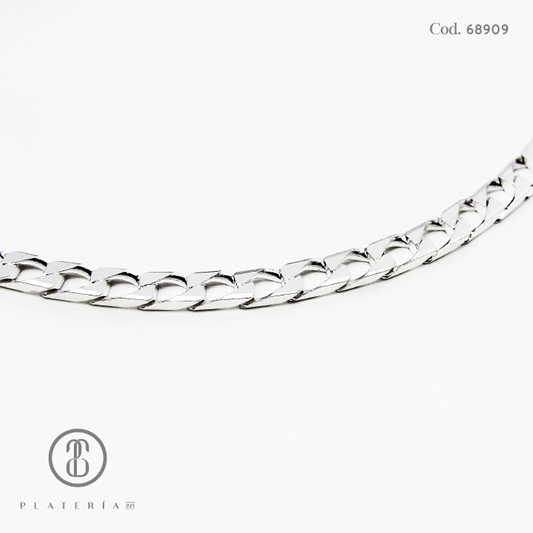 CADENA MARTILLADA CUAD. 50CM PLATA.925