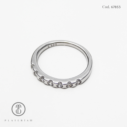 ANILLO RODINADO CINTILLO ZIRCON PLATA.925