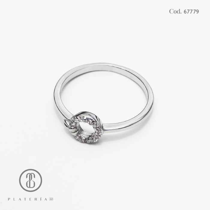 ANILLO RODINADO CIRCULO CHISPAS PLATA.925