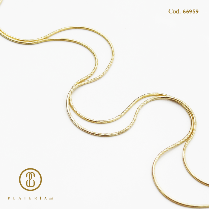 CADENA 45CM COLA RATA DORADA BAÑO 14K PLATA.925