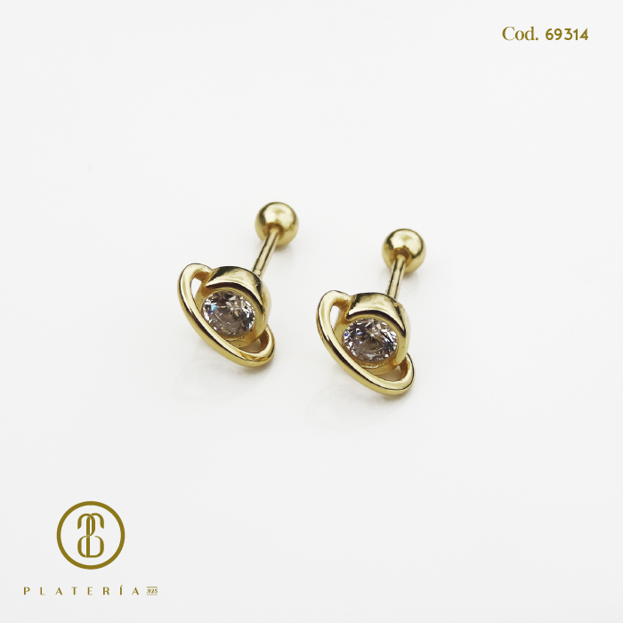 ARETE DORADO BAÑO 14K ZIRCON PLATA.925