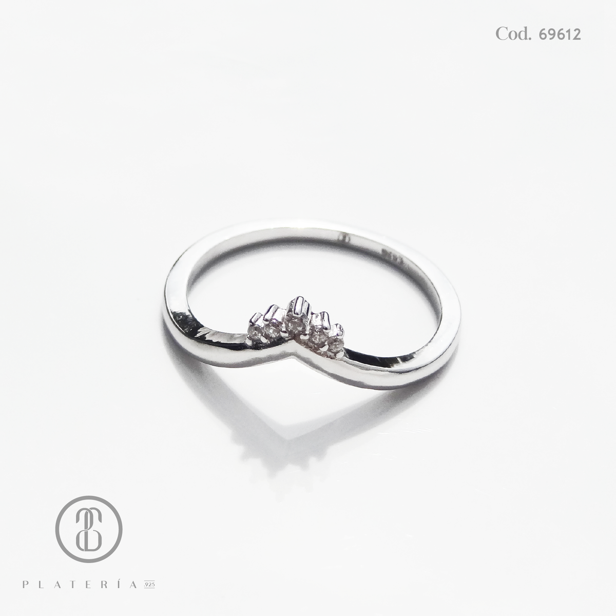 ANILLO RODINADO TIARA PROMESA PLATA.925