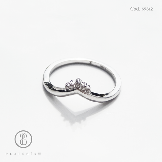 ANILLO RODINADO TIARA PROMESA PLATA.925