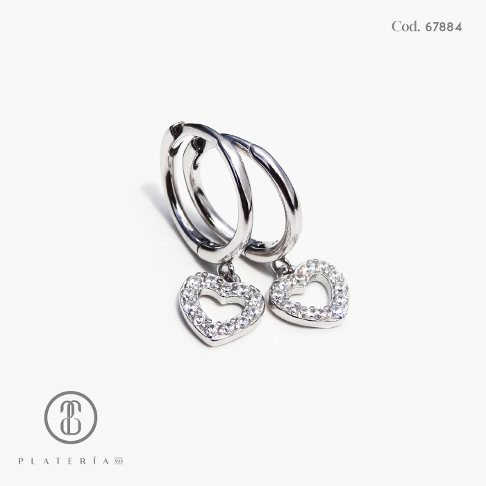 HUGGIE RODINADO 12MM PLATA.925
