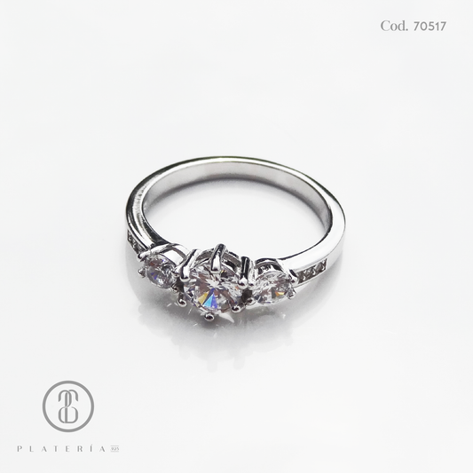 ANILLO RODINADO PROMESA ZIRCON PLATA.925