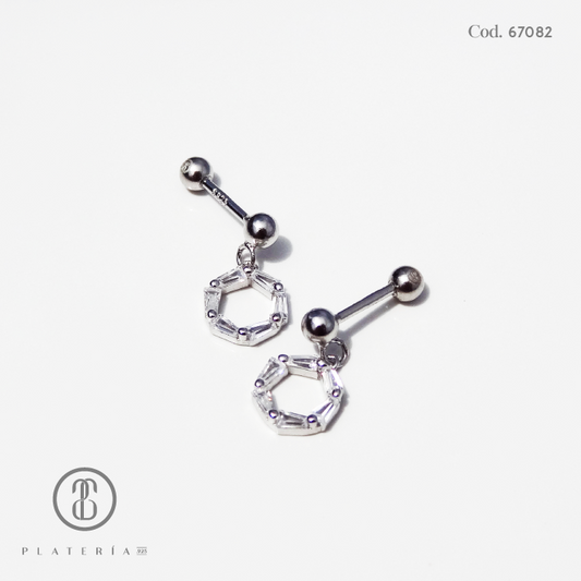 ARETE RODINADO CIERRE BOLITA DIJE CIRCULO PLATA.925