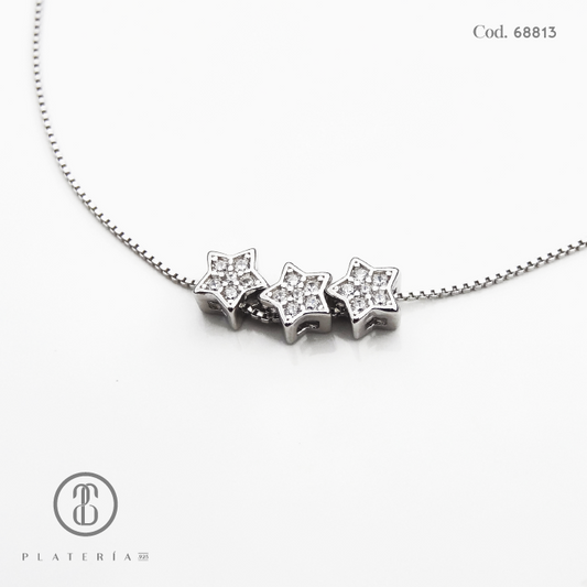 GARGANTILLA RODINADA ESTRELLAS PLATA.925