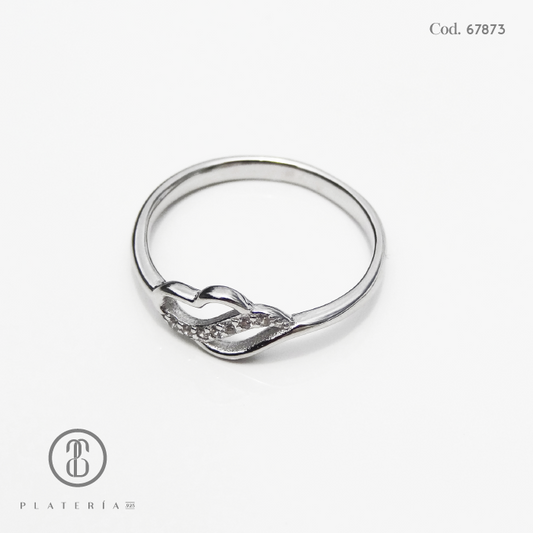 ANILLO RODINADO CORAZON PLATA.925