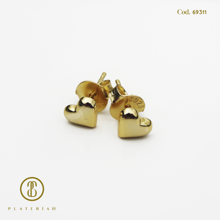 ARETE DORADO BAÑO 14K PLATA.925