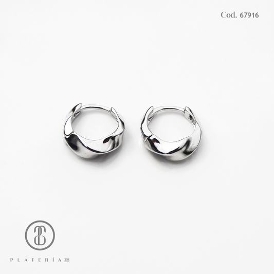 HUGGIE RODINADO 10MM PLATA.925