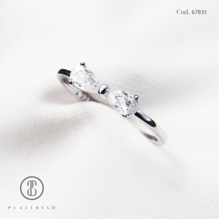 ANILLO RODINADO LAZO ZIRCON PLATA.925