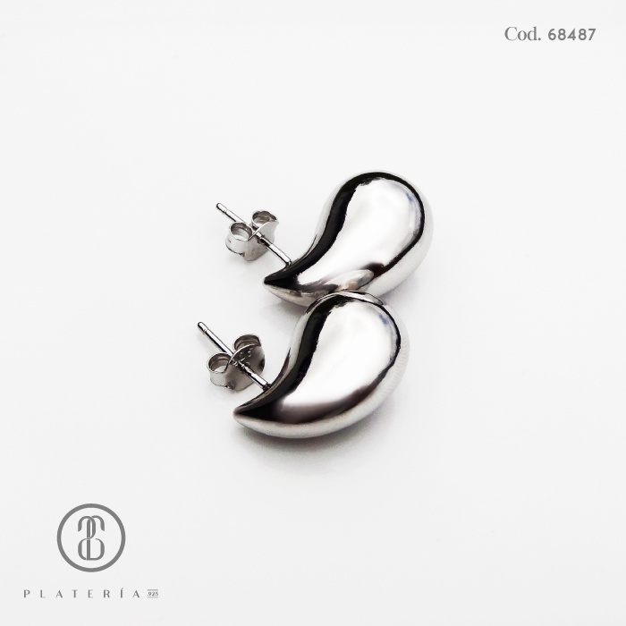ARETE RODINADO GOTA 18MM PLATA.925