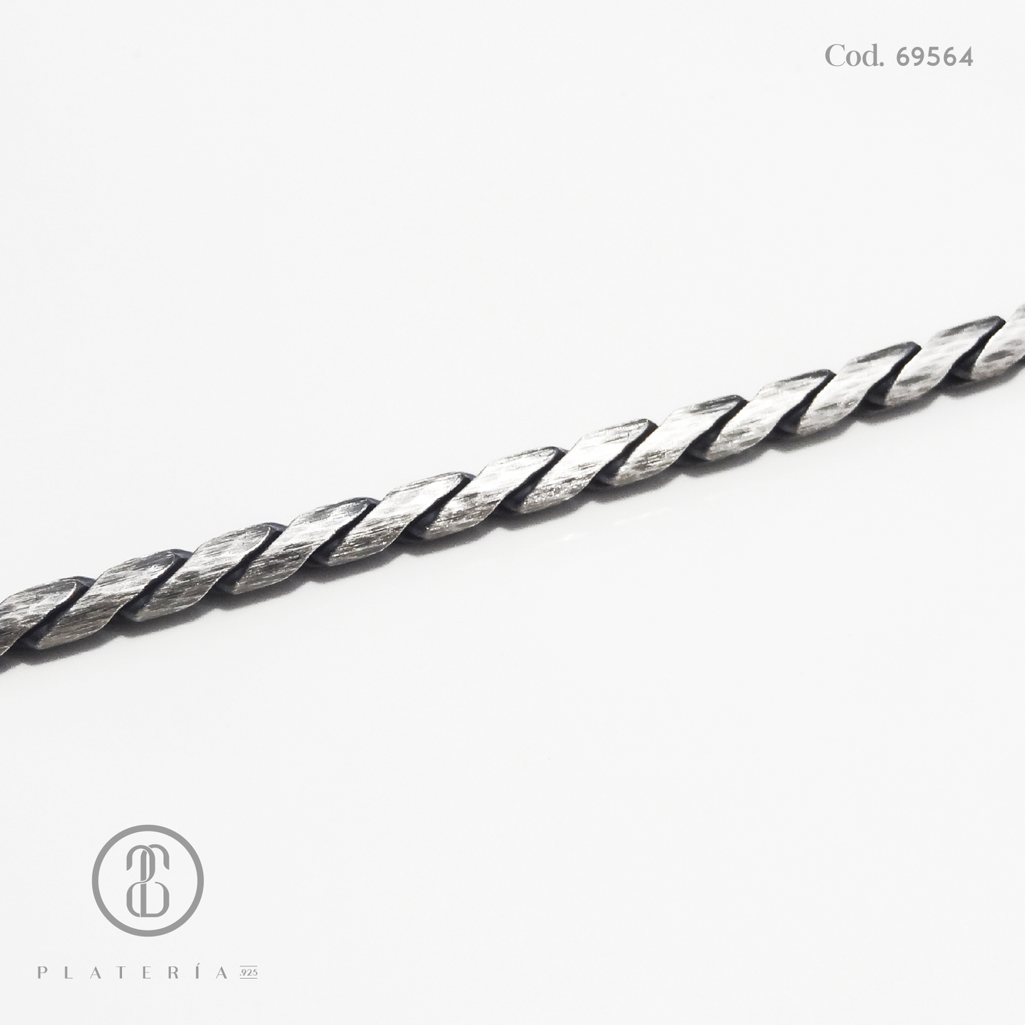 CORDON OXIDADO 55CM PLATA.925