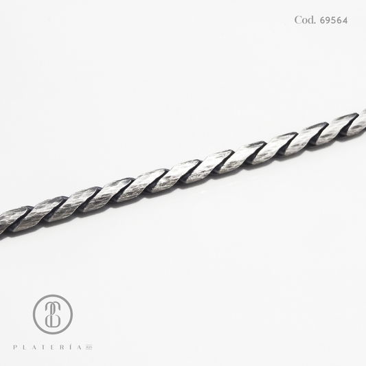 CORDON OXIDADO 55CM PLATA.925