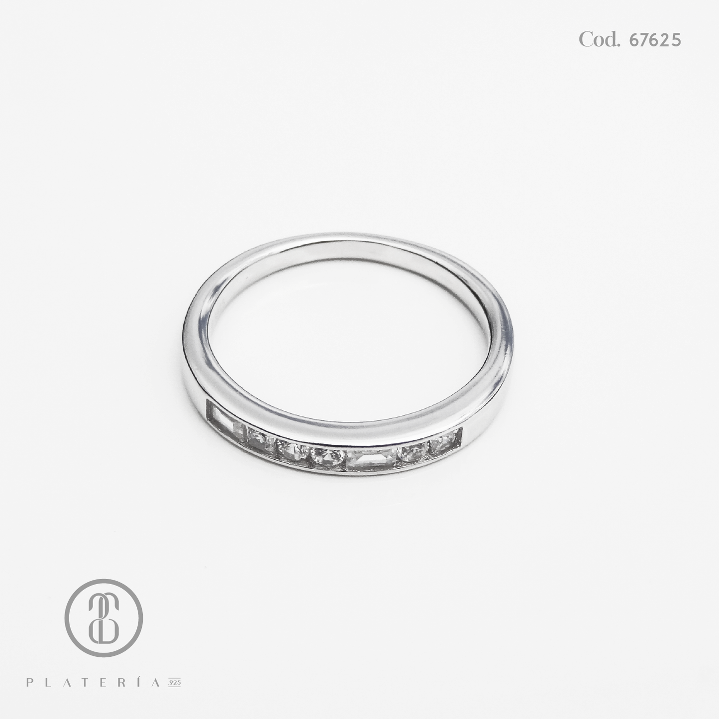 ANILLO RODINADO MAT CINTILLO ZIRCON PLATA.925