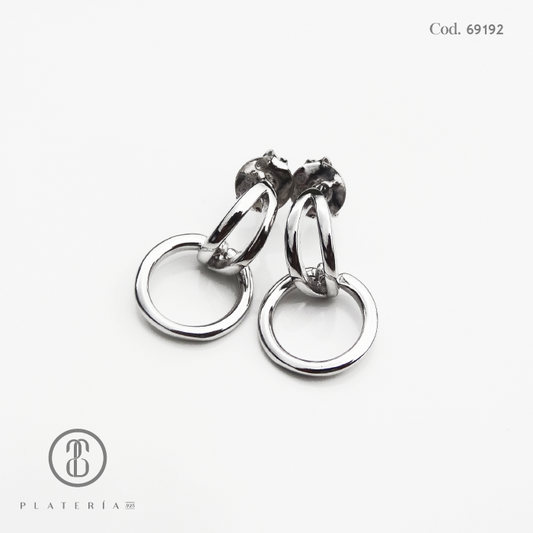 ARETE LARGO RODINADO CIRCULO PLATA.925