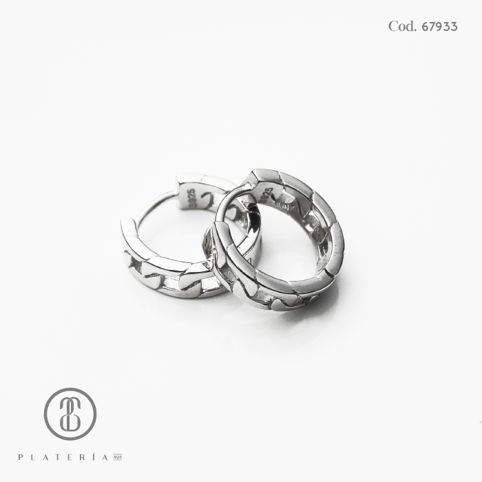 HUGGIE RODINADO 14MM CADENA PLATA.925