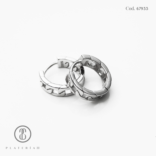 HUGGIE RODINADO 14MM CADENA PLATA.925