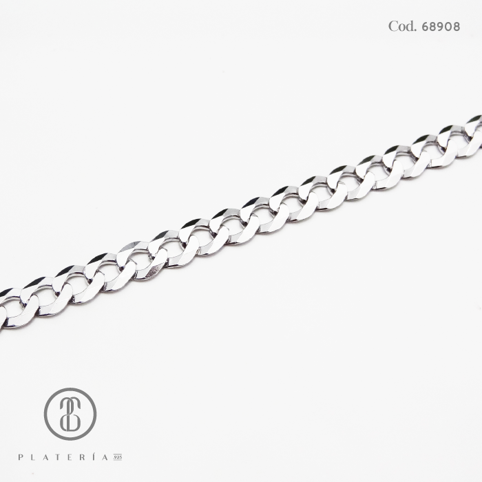 CADENA RODINADA 60CM MARTILLADA PLATA.925
