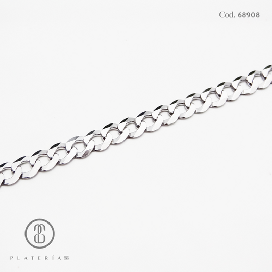 CADENA RODINADA 60CM MARTILLADA PLATA.925