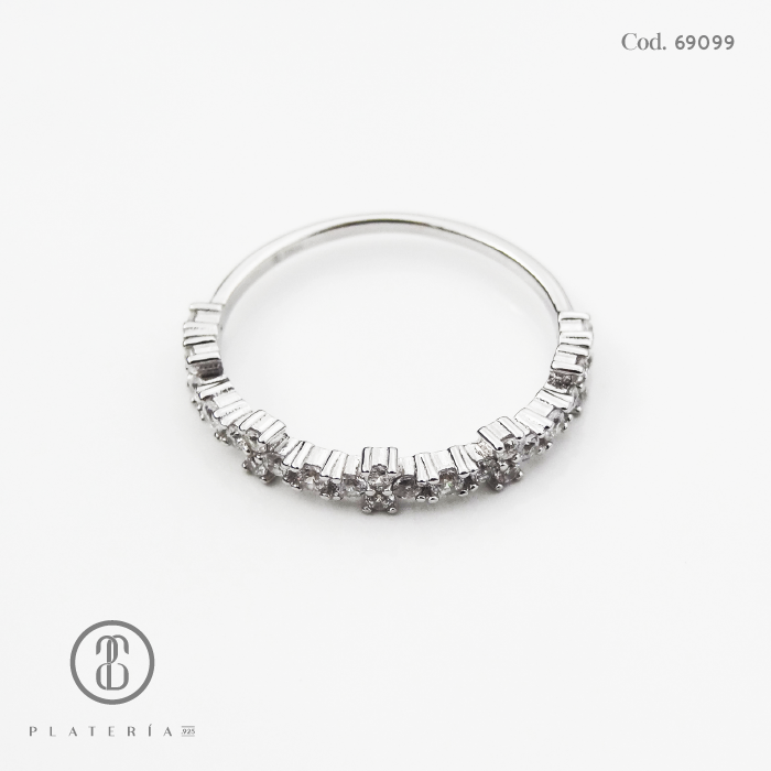 ANILLO RODINADO CRUCES ZIRCON PLATA.925