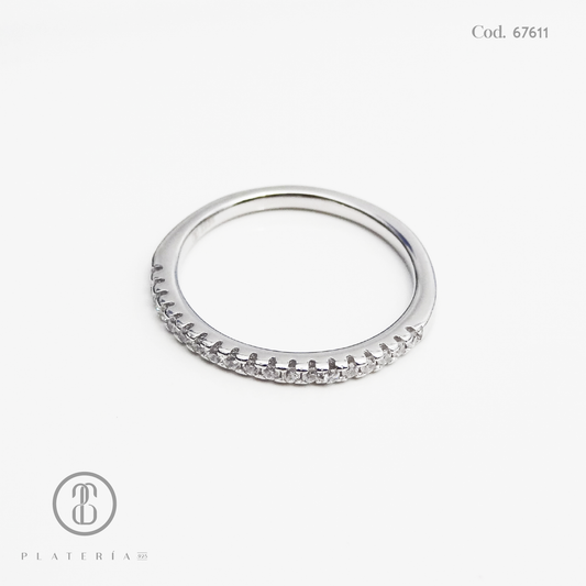 ANILLO RODINADO MAT CINTILLO ZIRCONES PLATA.925