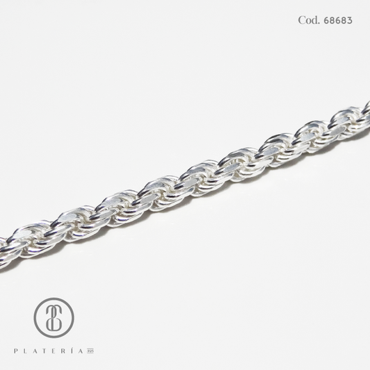 PULSERA CORDON MECATEADO 19CM PLATA.925