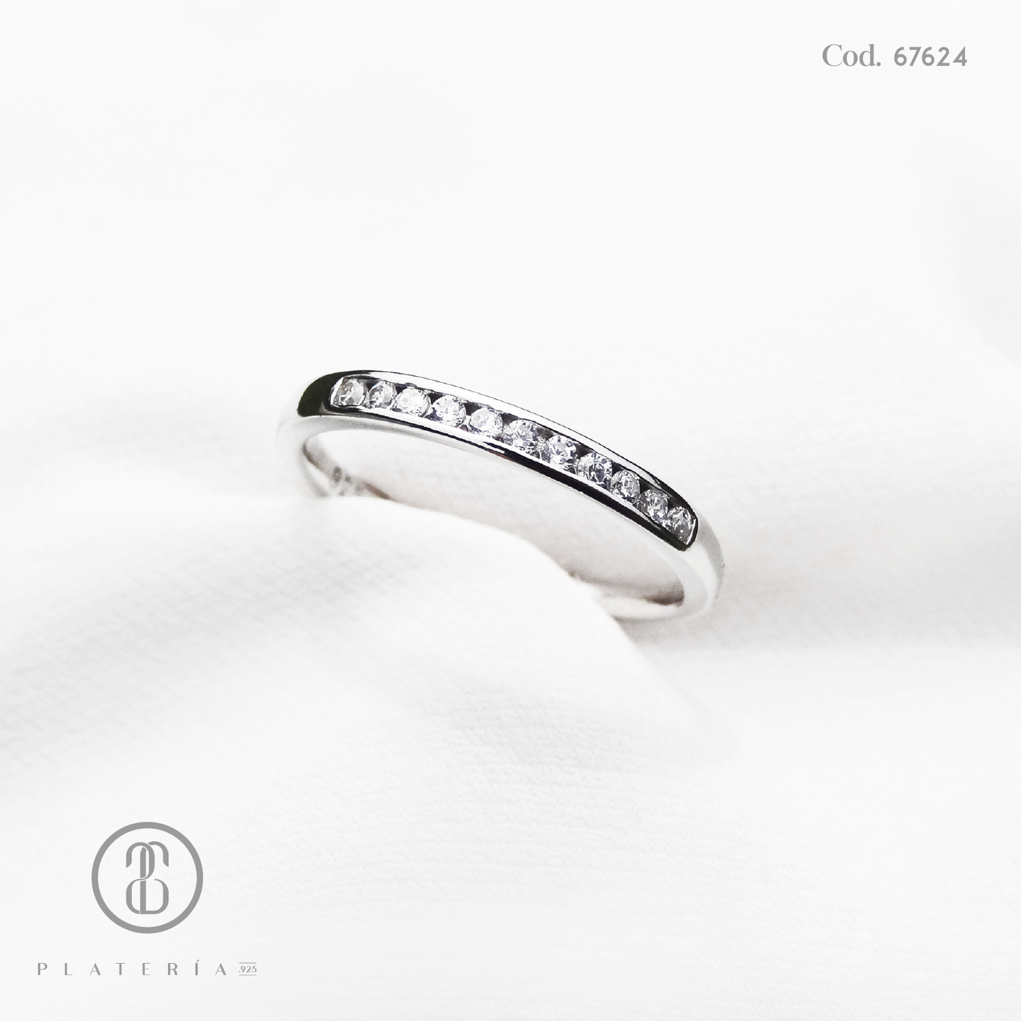 ANILLO RODINADO MAT CINTILLO ZIRCON PLATA.925
