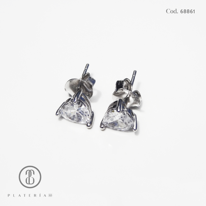 ARETE RODINADO CORAZON ZIRCON PLATA.925