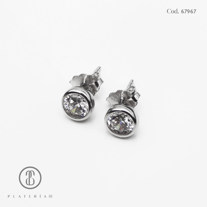 ARETE CHISPA BISELADA 6MM PLATA.925