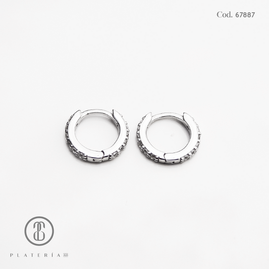 HUGGIE RODINADO 10MM PLATA.925