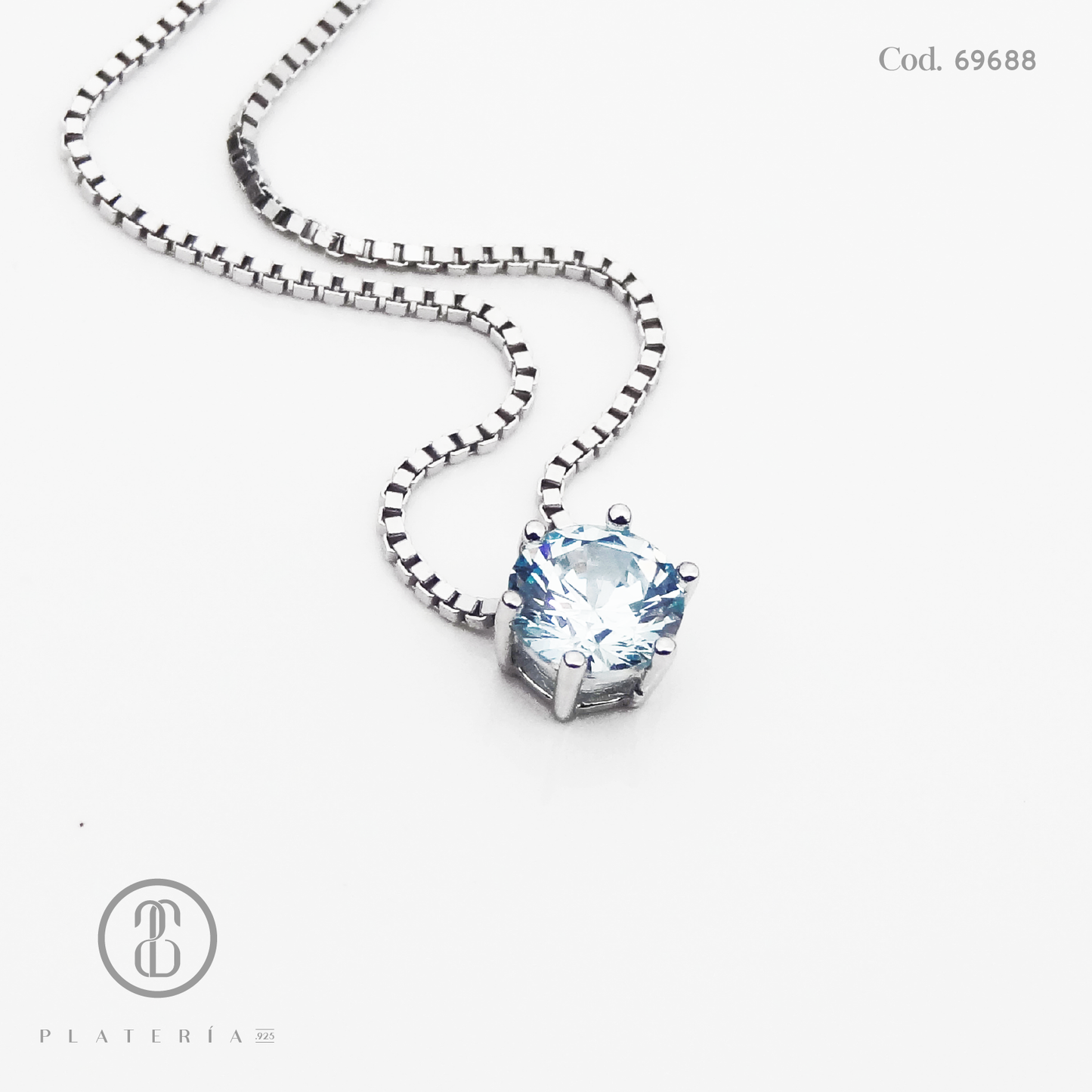 GARGANTILLA RODINADA ZIRCON AGUAMARINA 5MM PLATA.925