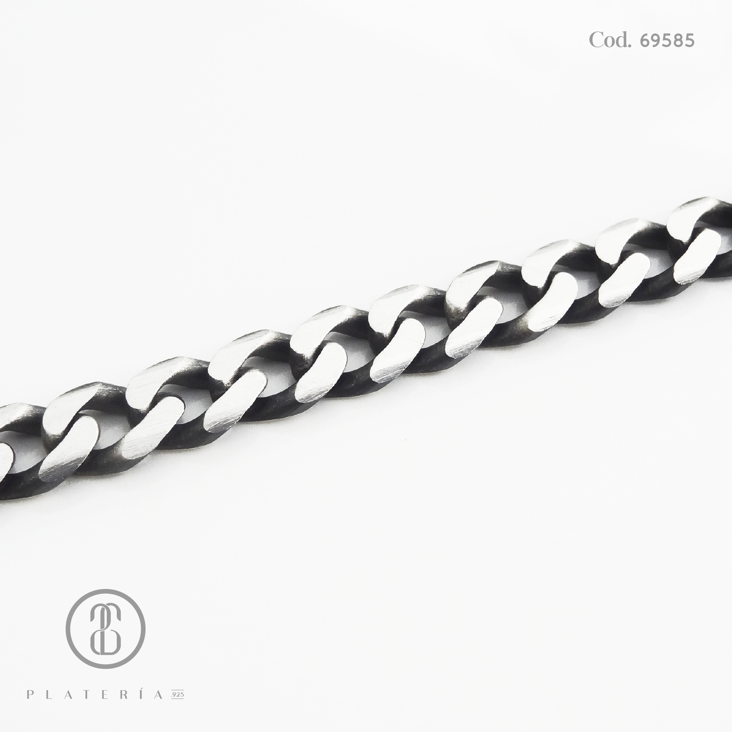 PULSERA MARTILLADA 21CM OXIDADA PLATA.925