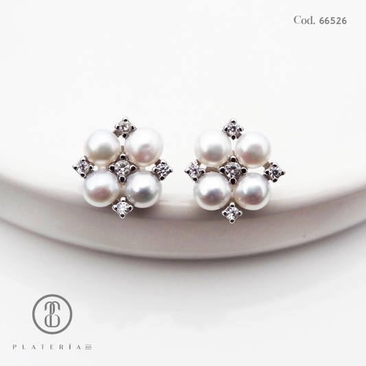 JUEGO RODINADO PERLA CULTIVADA PLATA.925