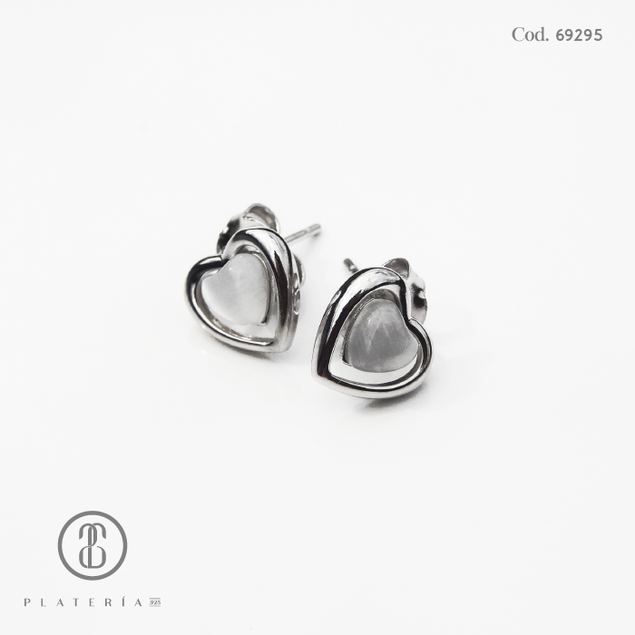 ARETE RODINADO CORAZON PLATA.925