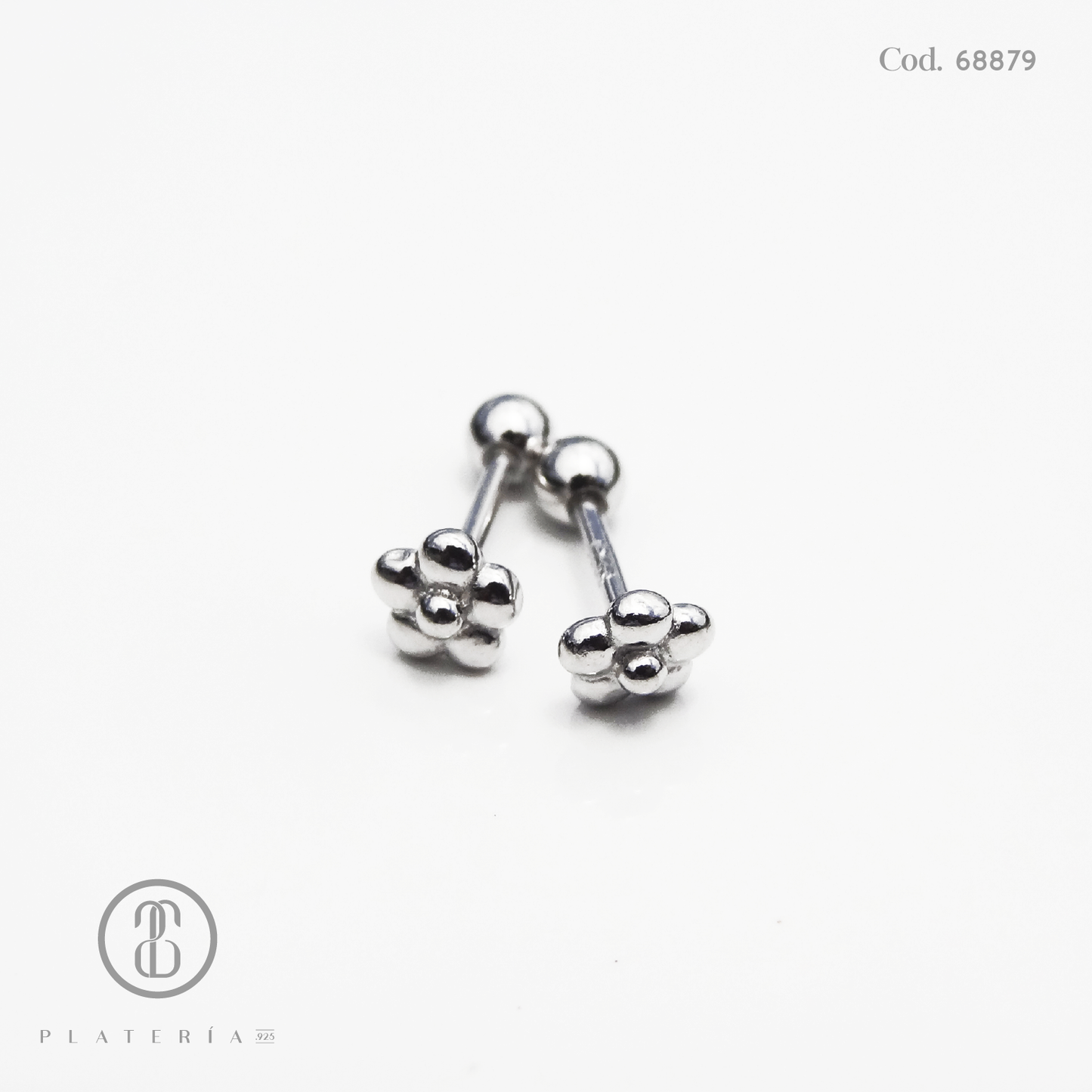 ARETE RODINADO CIERRE BOLITA CIRCULO ZIRCON PLATA.925