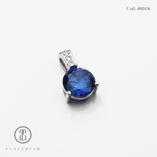 JUEGO RODINADO ZIRCON AZUL PLATA.925