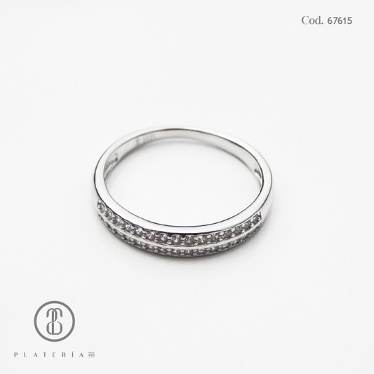 ANILLO RODINADO MAT CINTILLO PAVE PLATA.925