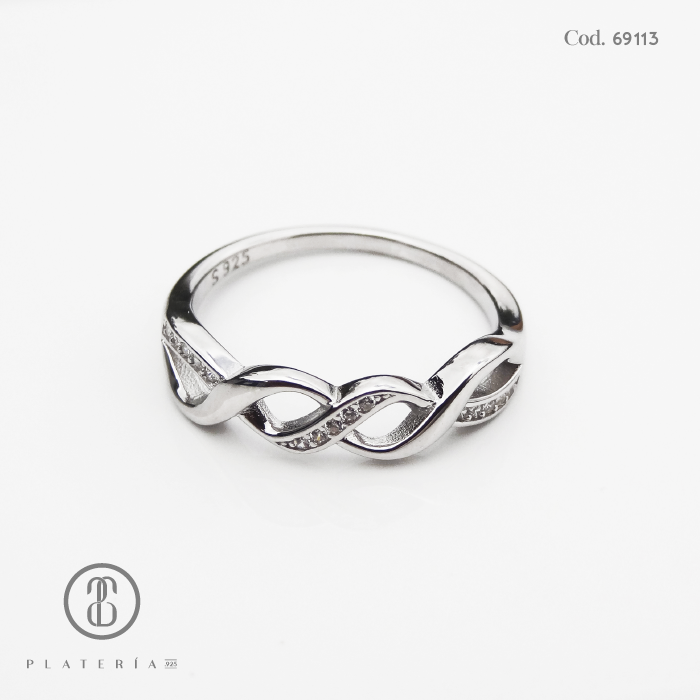 ANILLO RODINADO INFINITOS PLATA.925