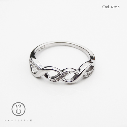 ANILLO RODINADO INFINITOS PLATA.925