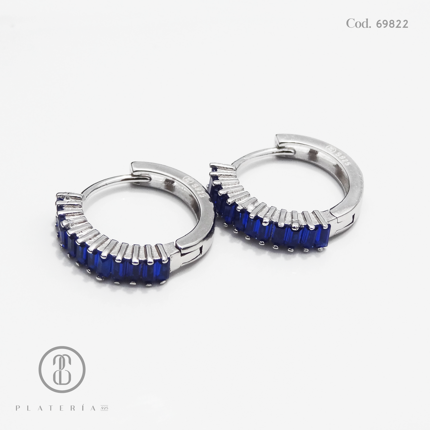 HUGGIE RODINADO BAGUETTE AZUL PLATA.925