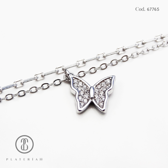 PULSERA RODINADO MARIPOSA PLATA.925