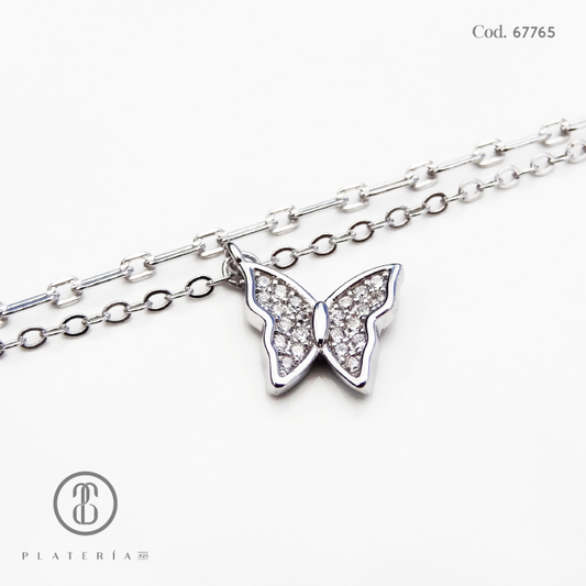 PULSERA RODINADO MARIPOSA PLATA.925