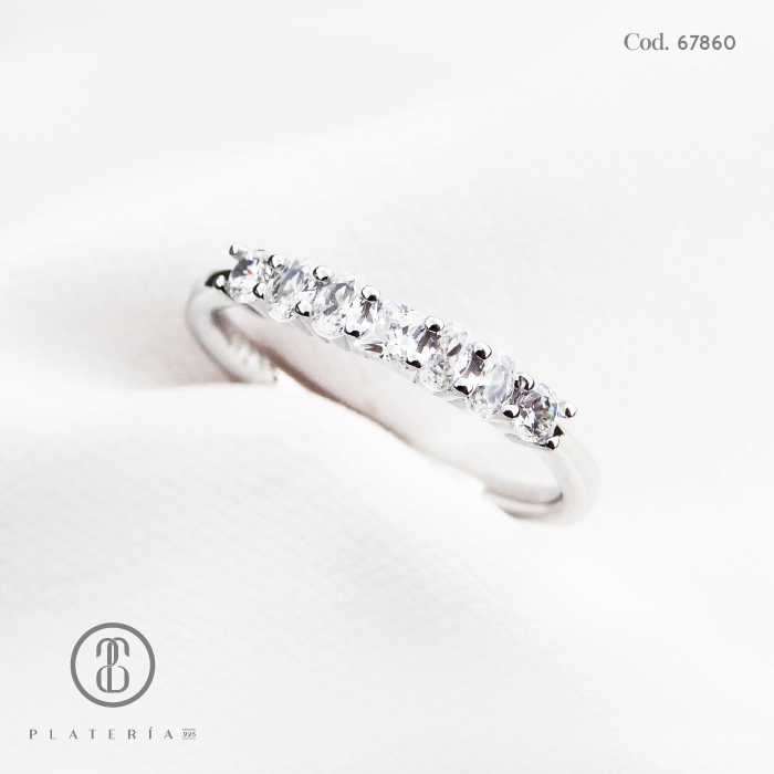 ANILLO RODINADO CINTILLO ZIRCONES PLATA.925