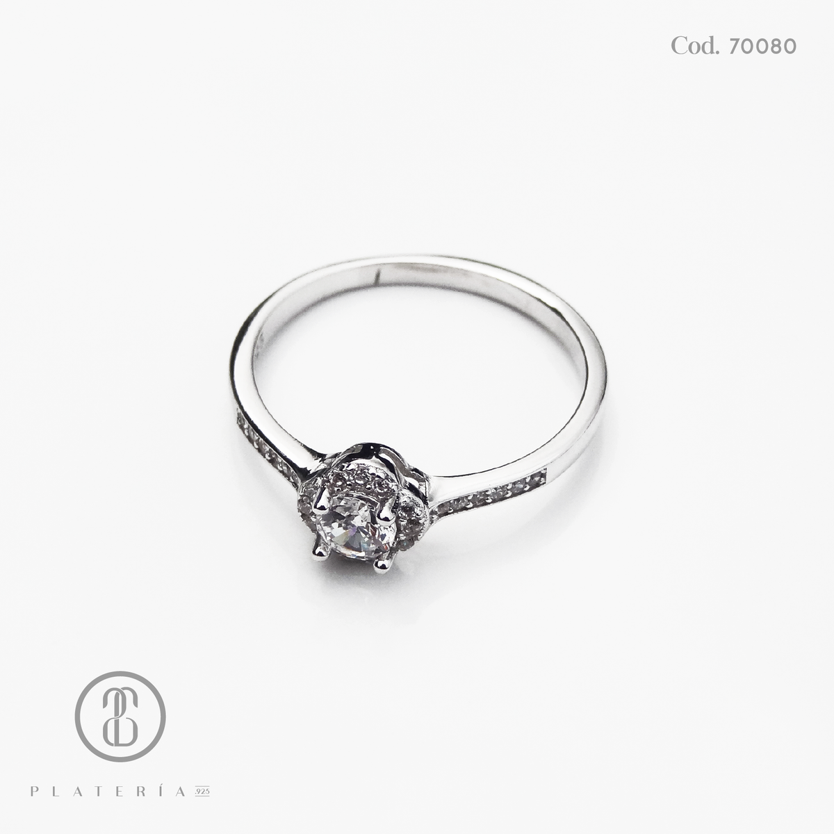ANILLO RODINADO COMPROMISO ZIRCON PLATA.925