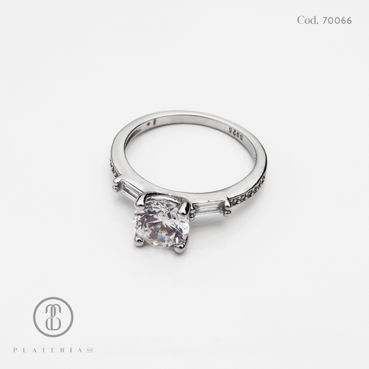 ANILLO RODINADO COMPROMISO DUO ZIRCON PLATA.925