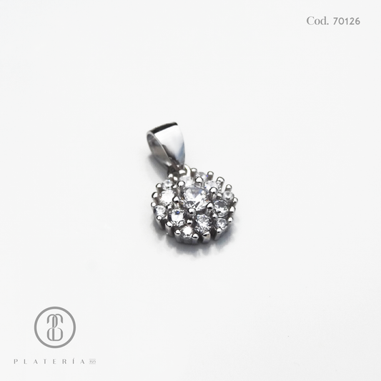 JUEGO RODINADO FLOR ZIRCON PLATA.925