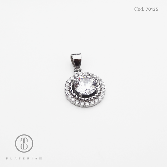 JUEGO RODINADO CIRCULO ZIRCON PLATA.925